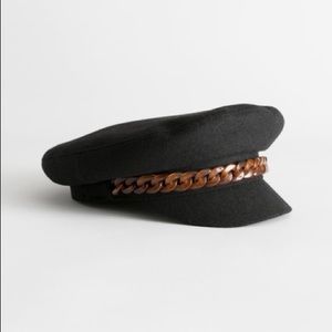& Other Stories Baker Boy / Cabbie Hat in Black Sz Lg